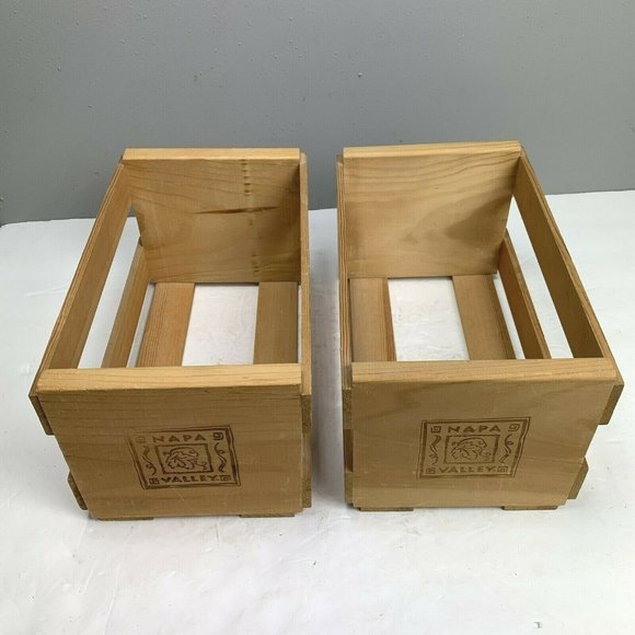 Napa Valley Wood CD Storage Box Crate Lot of 2 Wooden Pair Organizer Movie Game - Picture 4 of 10